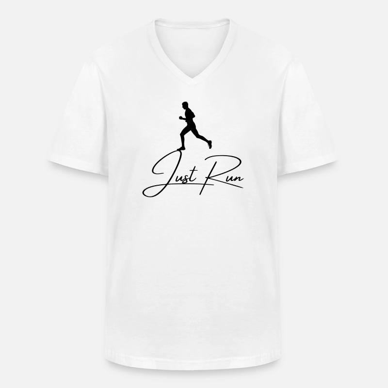 Lauf einfach - Männer-T-Shirt mit V-Ausschnitt - Weiß