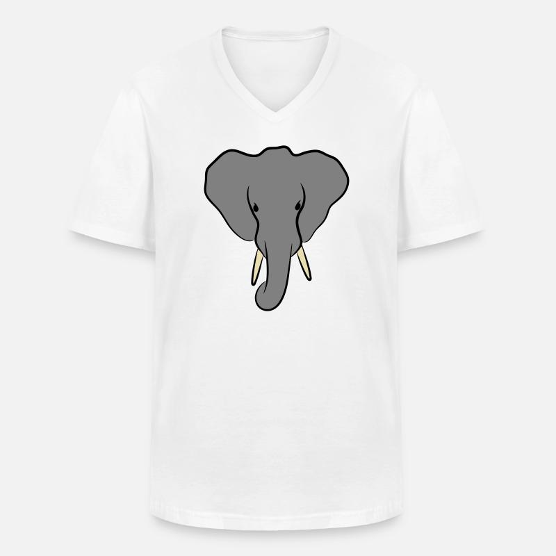 Elefantenkopf Minimalistisch - Männer-T-Shirt mit V-Ausschnitt - Weiß
