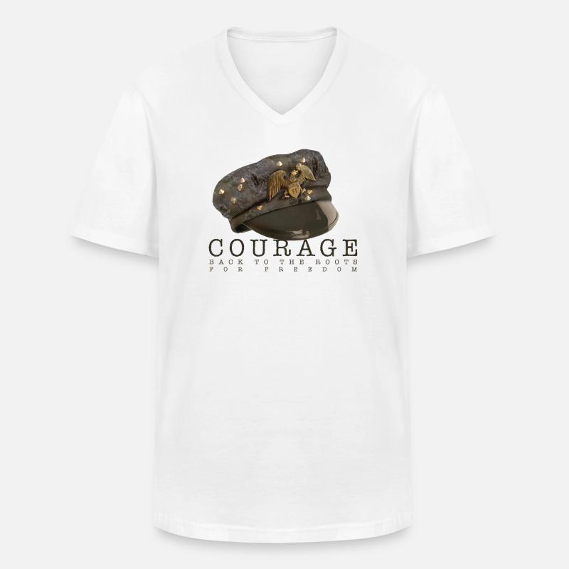 COURAGE FOR FREEDOM - Männer-T-Shirt mit V-Ausschnitt - Weiß