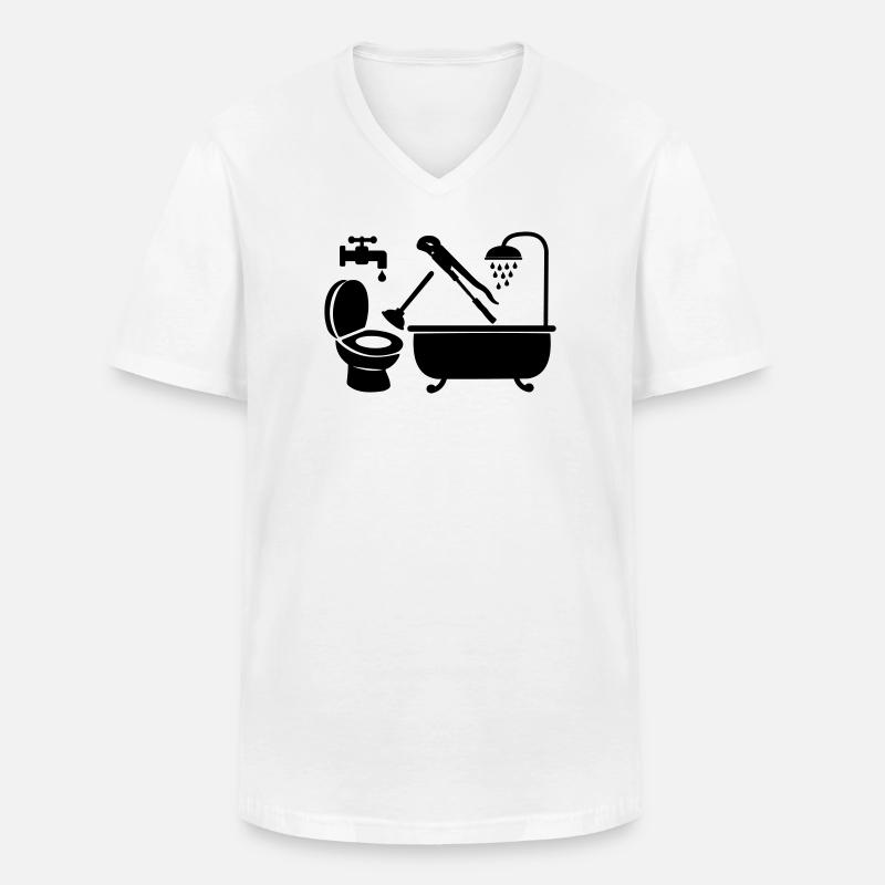 Logo Klempnerfirma - Männer-T-Shirt mit V-Ausschnitt - Weiß