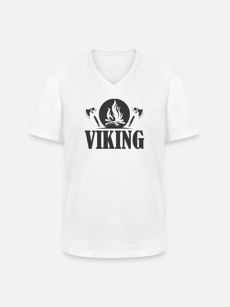 viking icon axe symbol fire graphic - Men's V-Neck T-Shirt - white