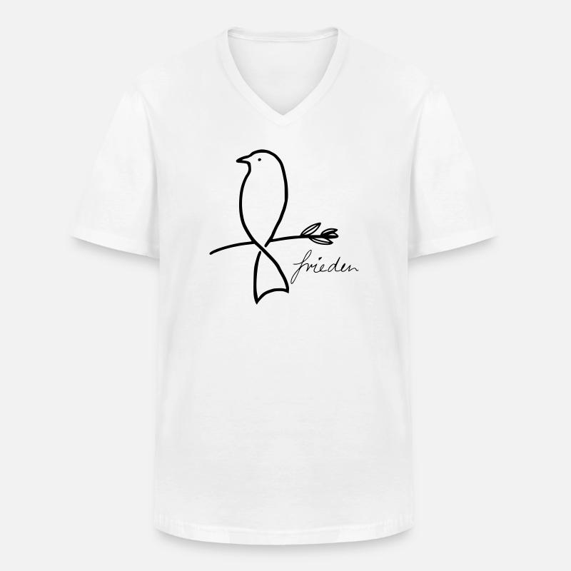 Paix - T-shirt col V Homme - blanc