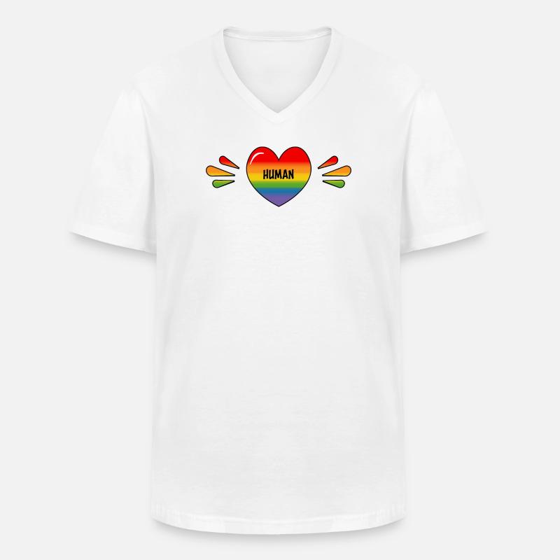 Regenbogen Schwuler Mensch - Männer-T-Shirt mit V-Ausschnitt - Weiß