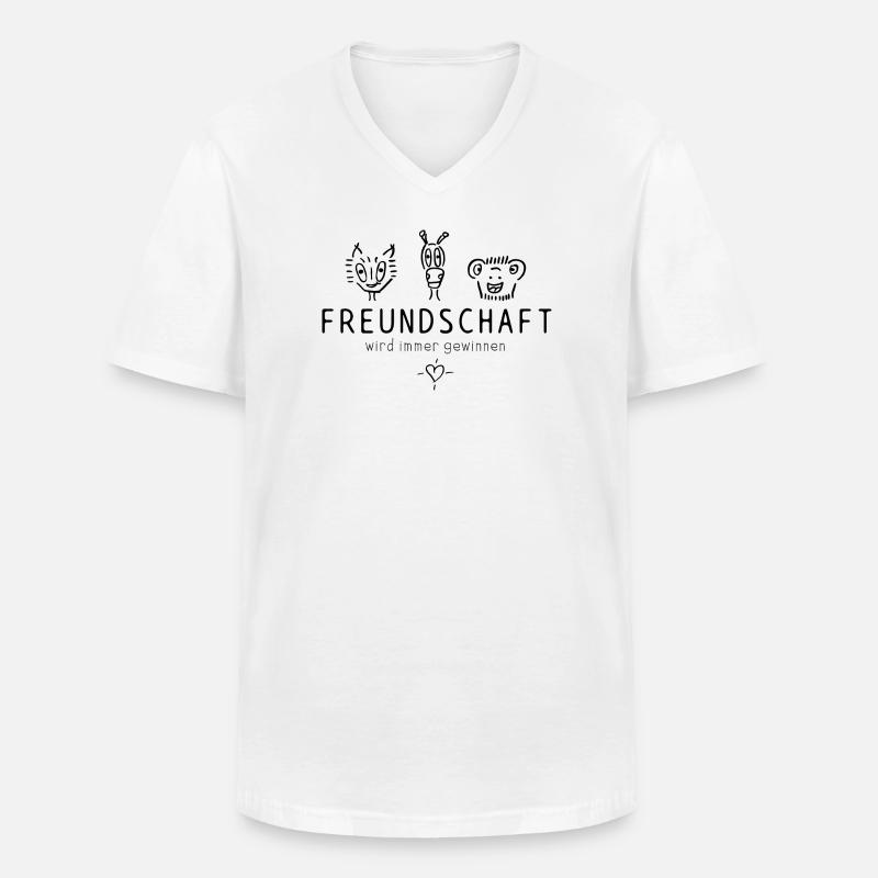 "Freundschaft wird immer gewinnen", schöner Spruch - Männer-T-Shirt mit V-Ausschnitt - Weiß