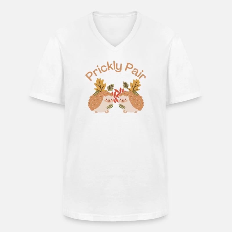 Prickly Pair - Hedgehog Lovers - Männer-T-Shirt mit V-Ausschnitt - Weiß