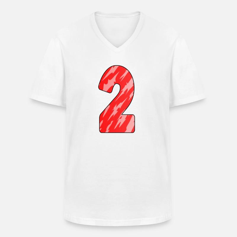 Nummer 2 Rot Muster - Männer-T-Shirt mit V-Ausschnitt - Weiß