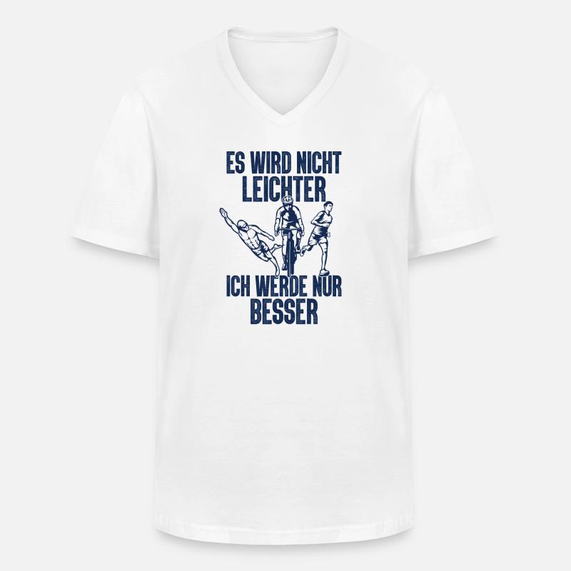 Es Wird Nicht Leichter Ich Triathlon - Männer-T-Shirt mit V-Ausschnitt - Weiß
