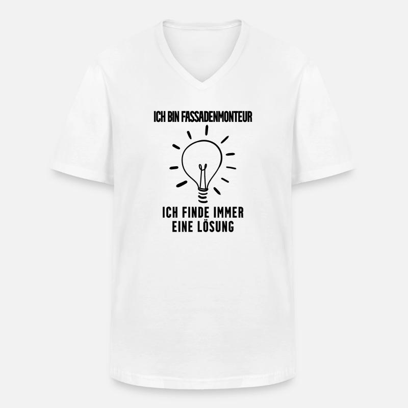 Fassadenmonteur - Männer-T-Shirt mit V-Ausschnitt - Weiß