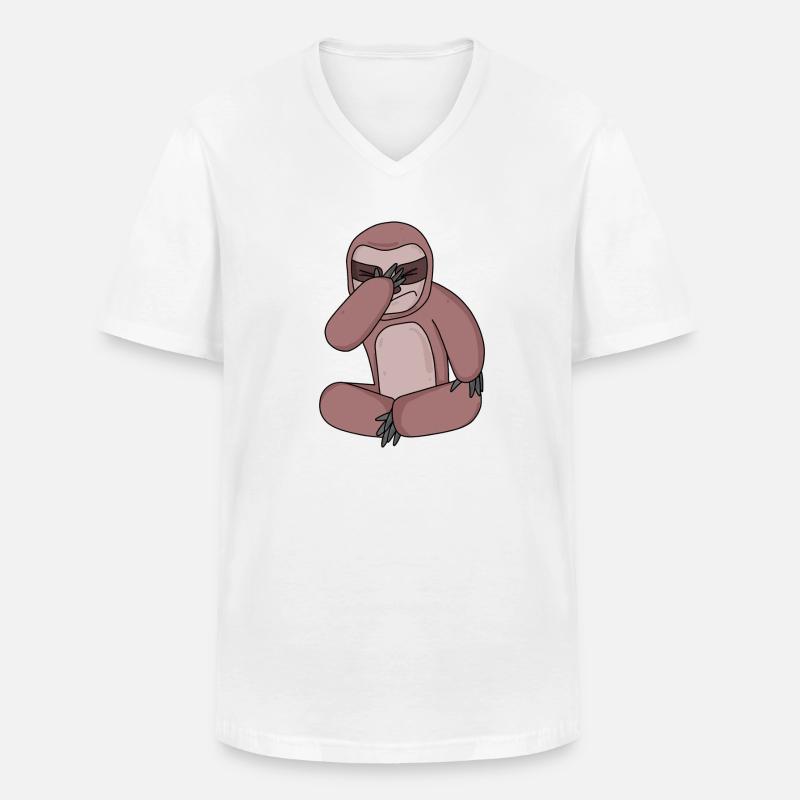 Faultier lustig - Männer-T-Shirt mit V-Ausschnitt - Weiß