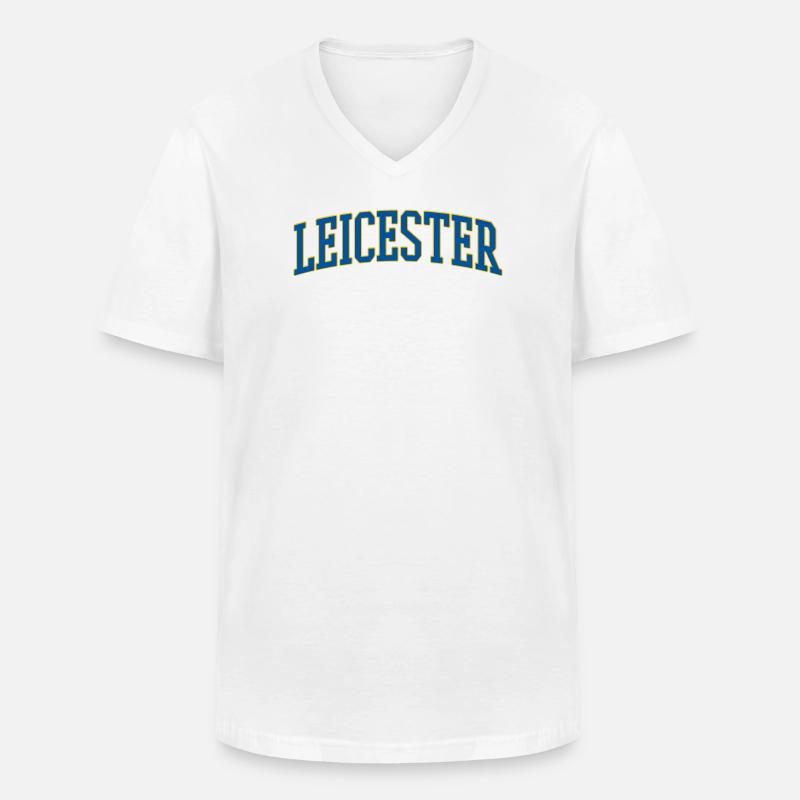 Leicester Varsity Wordmark - Männer-T-Shirt mit V-Ausschnitt - Weiß