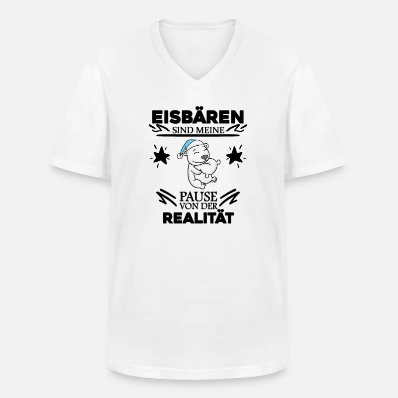 Eisbär - Männer-T-Shirt mit V-Ausschnitt - Weiß
