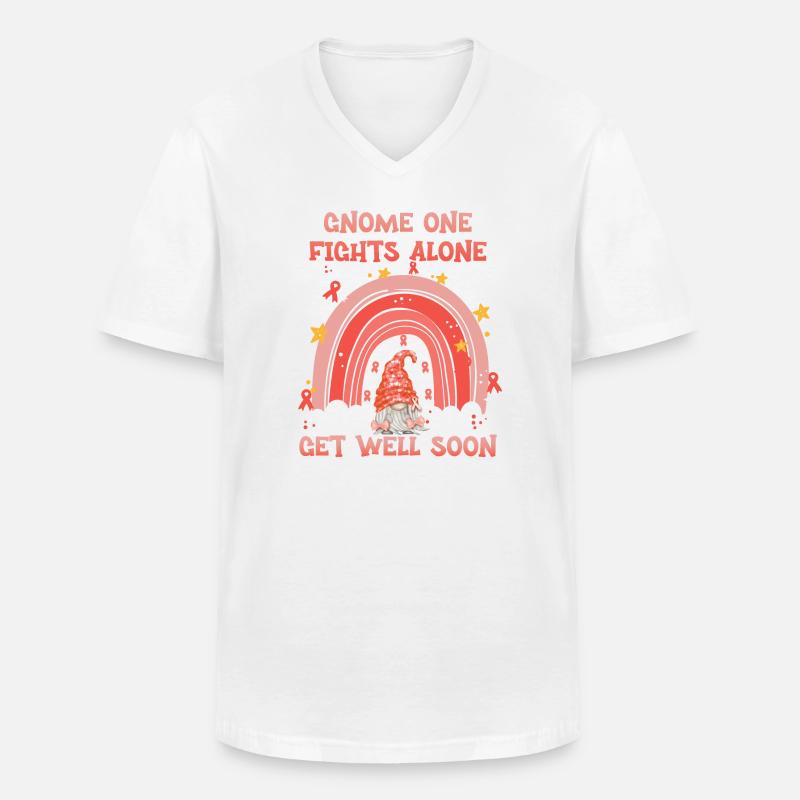 Gnome One Fights Alone Gebärmutterkrebs - Männer-T-Shirt mit V-Ausschnitt - Weiß