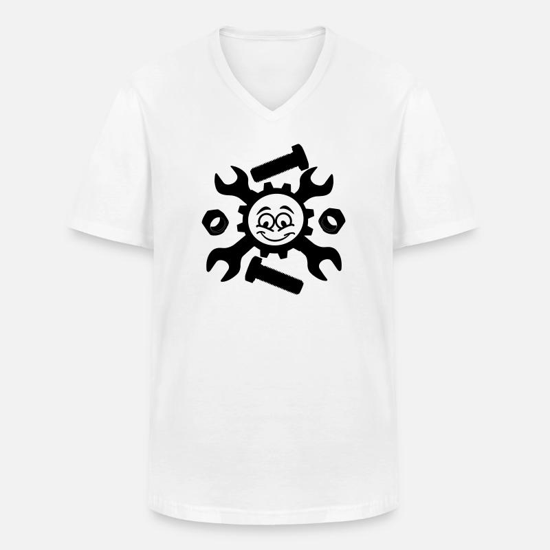 Mechanisches Gesicht - Männer-T-Shirt mit V-Ausschnitt - Weiß