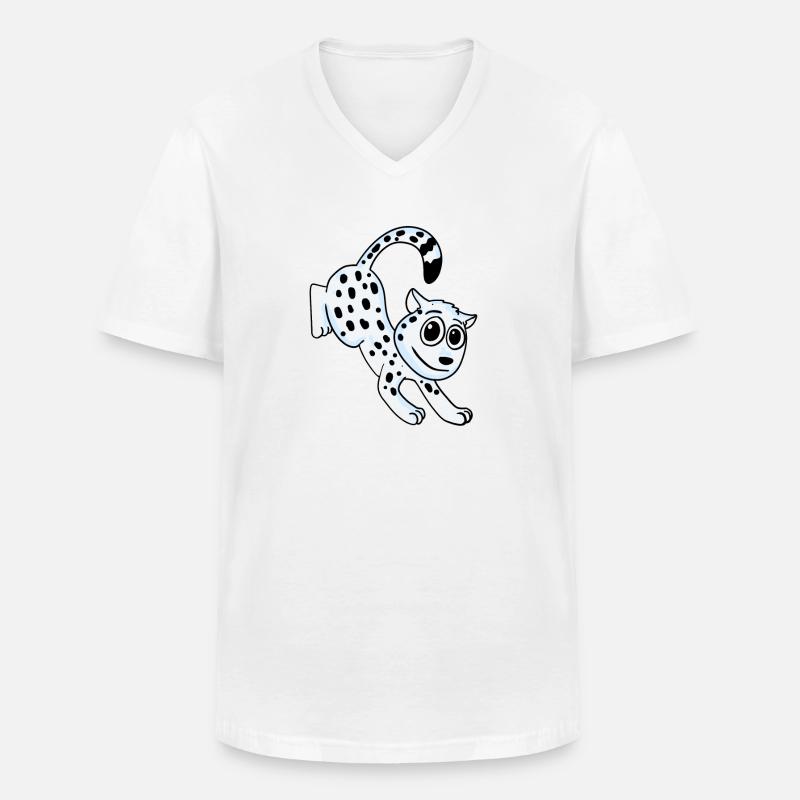Schneeleopard Leopard - Männer-T-Shirt mit V-Ausschnitt - Weiß