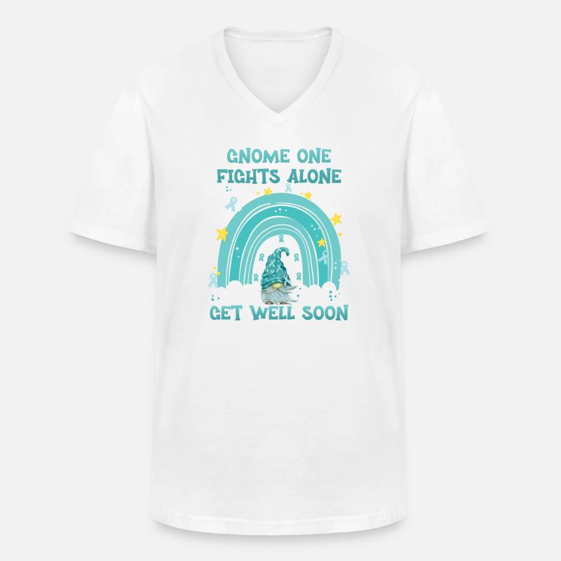 Gnome One Fights Alone Gebärmutterkrebs - Männer-T-Shirt mit V-Ausschnitt - Weiß