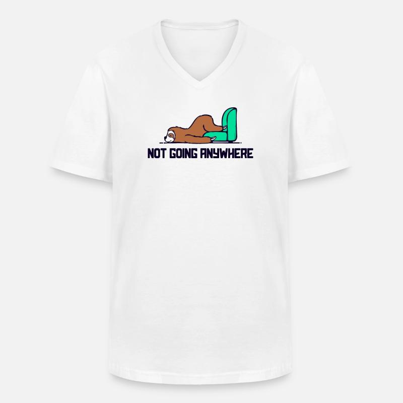 Lazy Sloth Sleep Statement Late Riser - Men's V-Neck T-Shirt - white