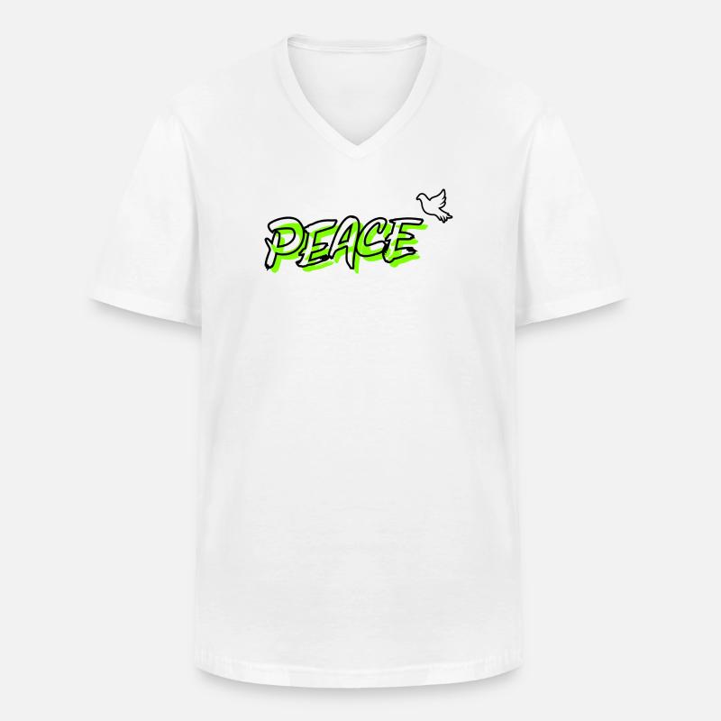 Friede Peace Friedenstaube - Männer-T-Shirt mit V-Ausschnitt - Weiß