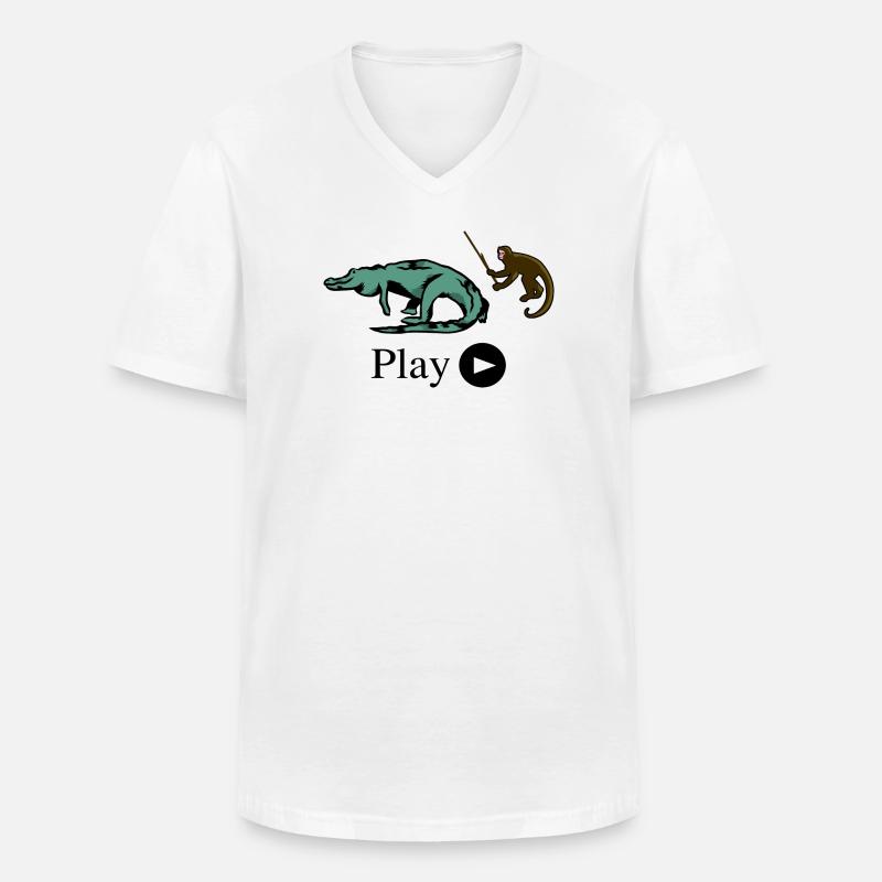 Affe und Krokodil - Männer-T-Shirt mit V-Ausschnitt - Weiß