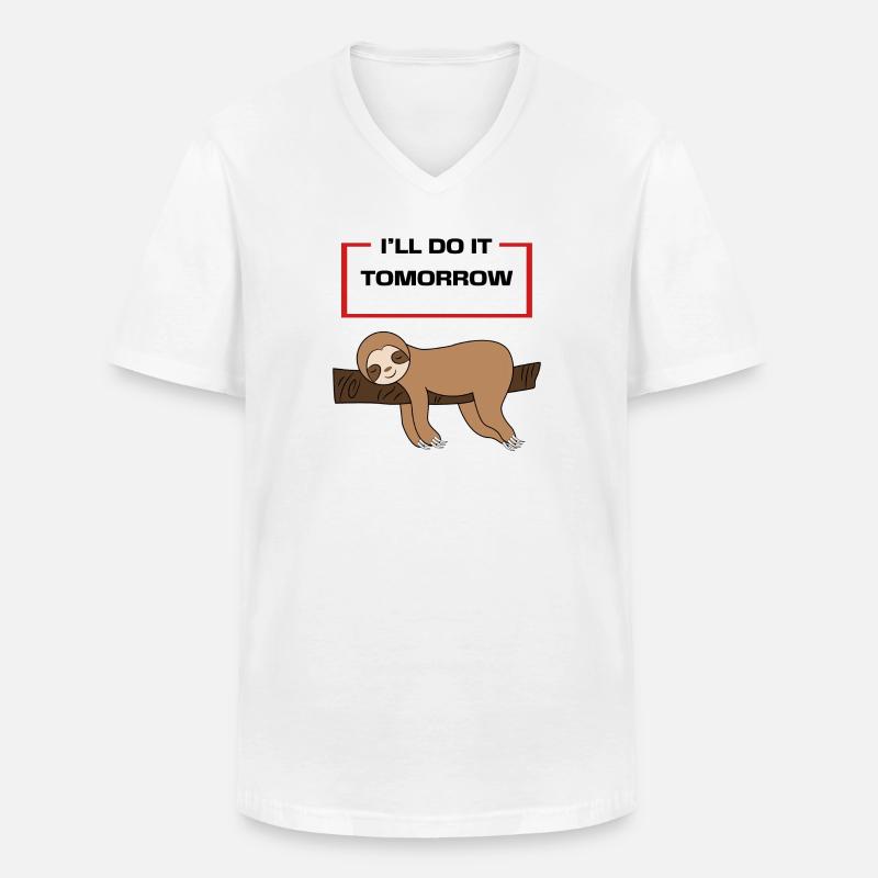 Animal Lazy Statement Hammock Sloth Sleeping - Men's V-Neck T-Shirt - white