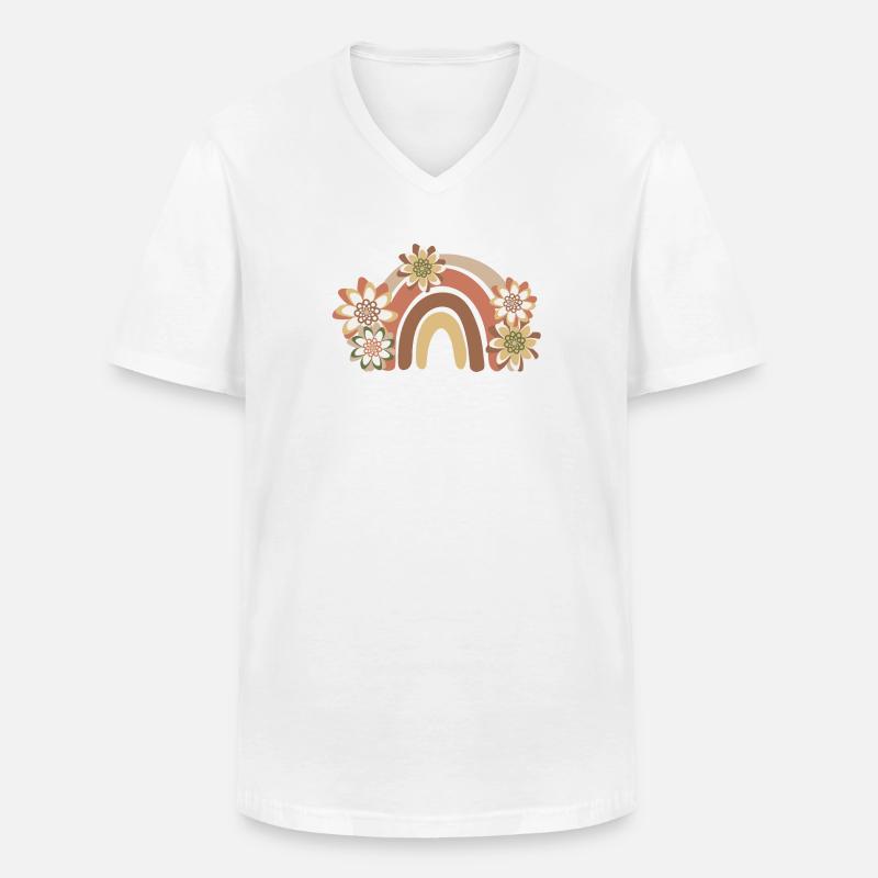 Regenbogen Boho, Bohême - Männer-T-Shirt mit V-Ausschnitt - Weiß