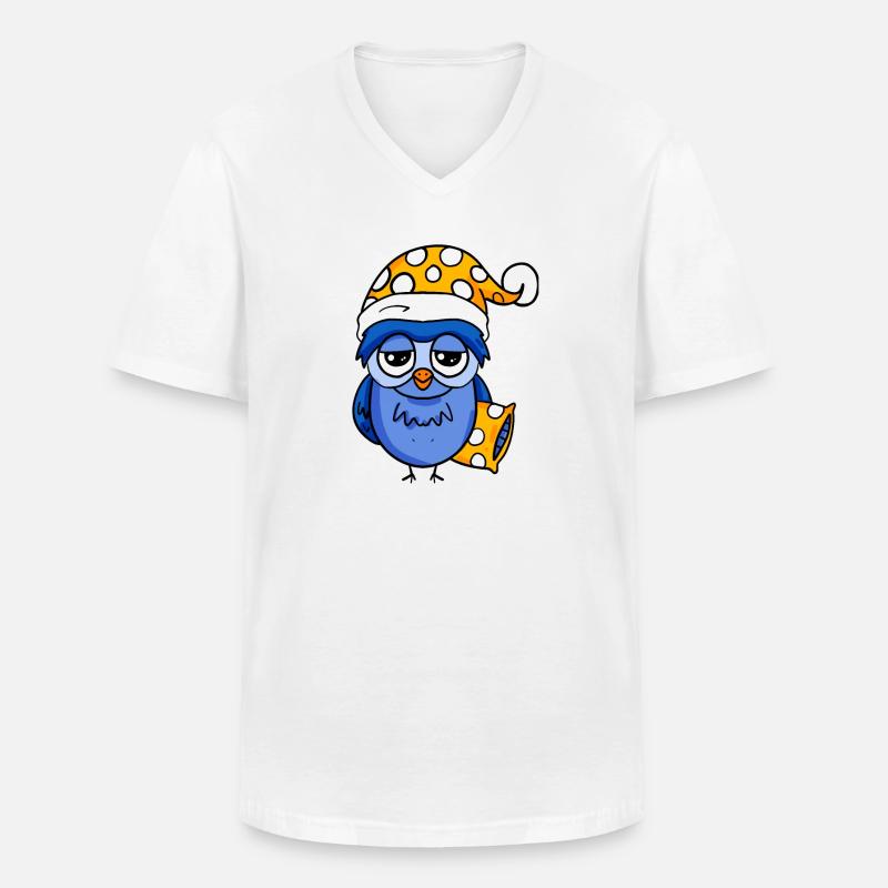 Schläfrige Eule - Männer-T-Shirt mit V-Ausschnitt - Weiß
