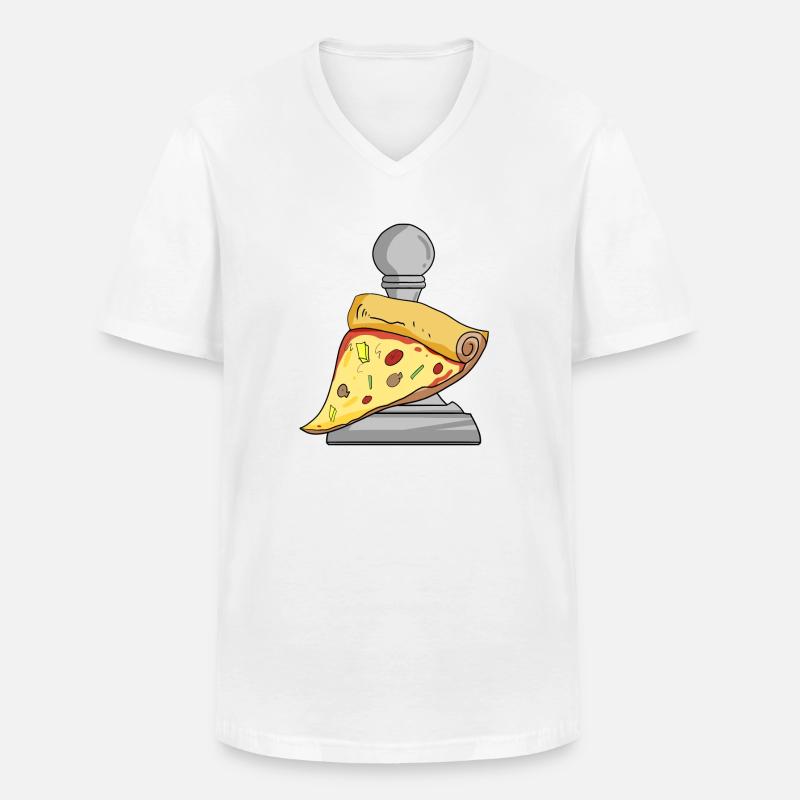 Schach und Pizza - Männer-T-Shirt mit V-Ausschnitt - Weiß