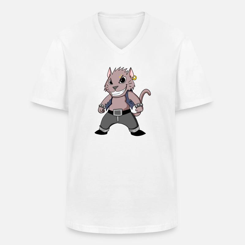 Cool Katze - Männer-T-Shirt mit V-Ausschnitt - Weiß