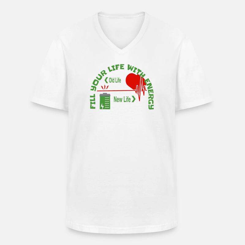 Füll dein Leben mit Energie - Männer-T-Shirt mit V-Ausschnitt - Weiß