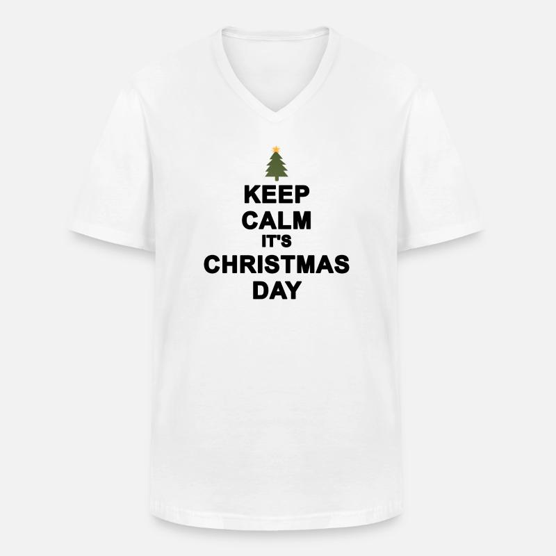 keep calm christmas - T-shirt col V Homme - blanc
