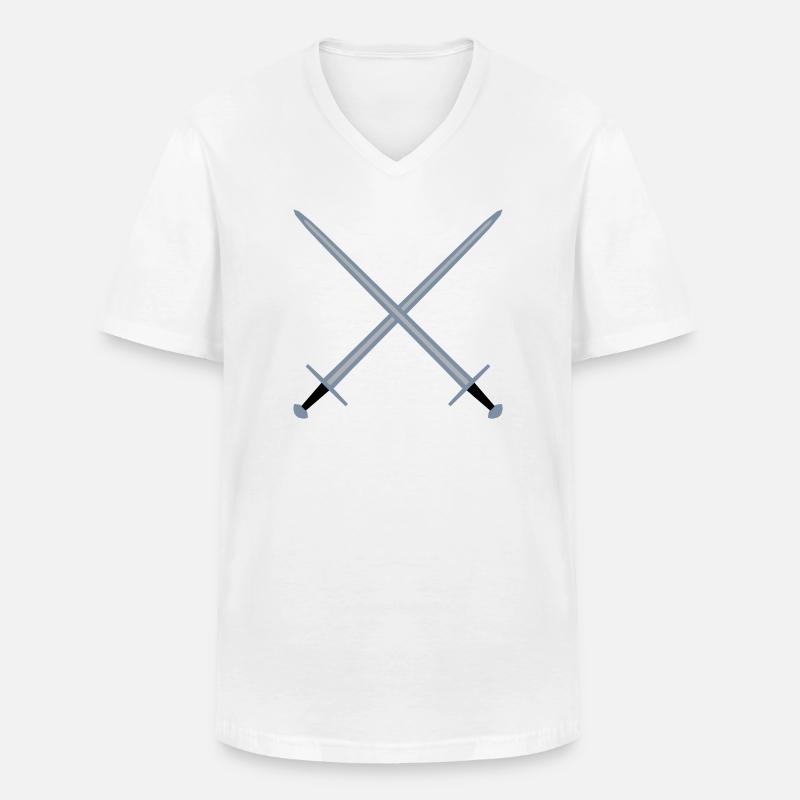 Gekreuzte Schwerter. - Männer-T-Shirt mit V-Ausschnitt - Weiß