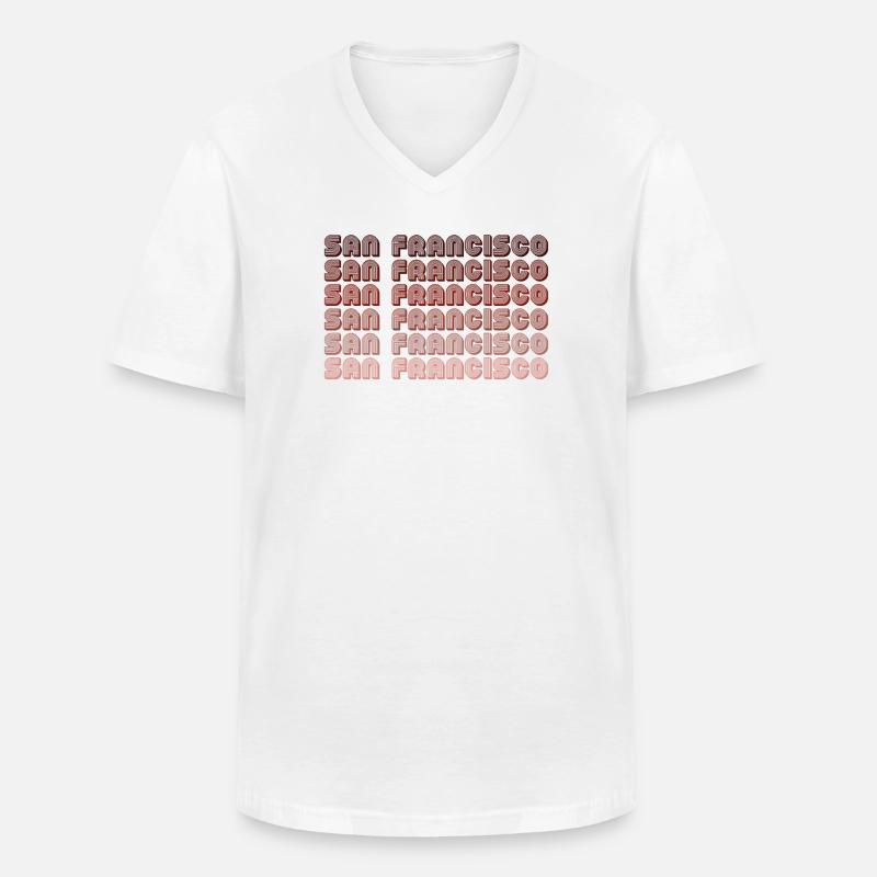 San Francisco Grid Gradient Pattern - Men's V-Neck T-Shirt - white