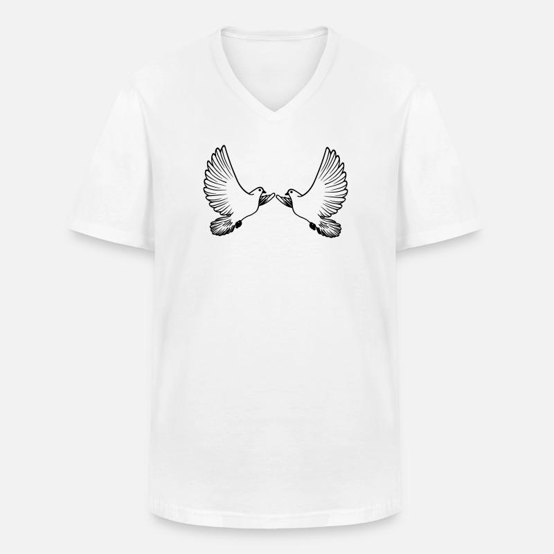 Zwei Tauben transparent - Männer-T-Shirt mit V-Ausschnitt - Weiß
