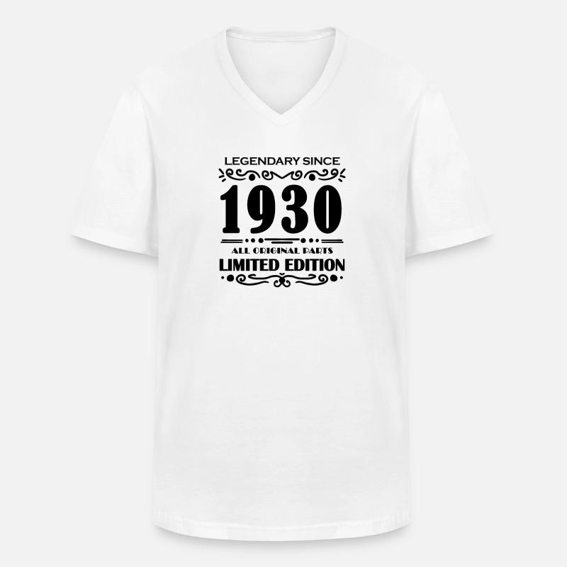 1930 - Männer-T-Shirt mit V-Ausschnitt - Weiß