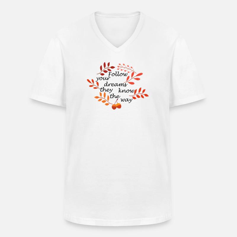 Herbstlaub und Eicheln Muster - Männer-T-Shirt mit V-Ausschnitt - Weiß