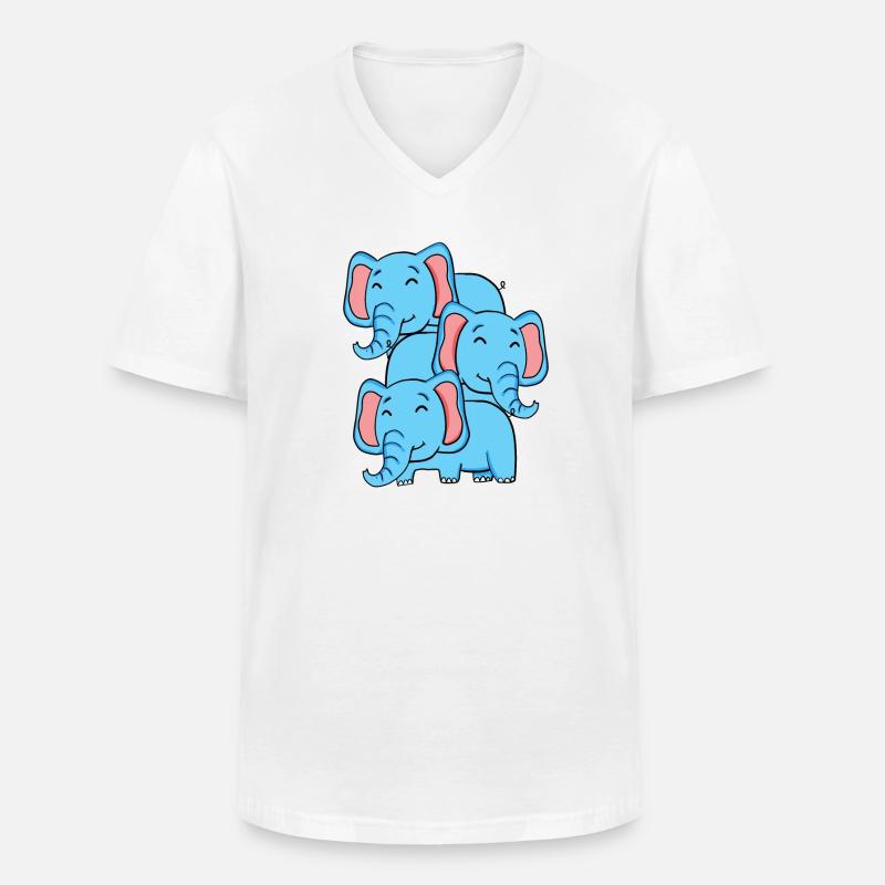 Niedliche Elefanten - Elefant - Männer-T-Shirt mit V-Ausschnitt - Weiß
