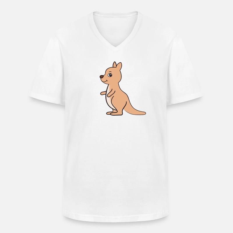 Känguru - Männer-T-Shirt mit V-Ausschnitt - Weiß