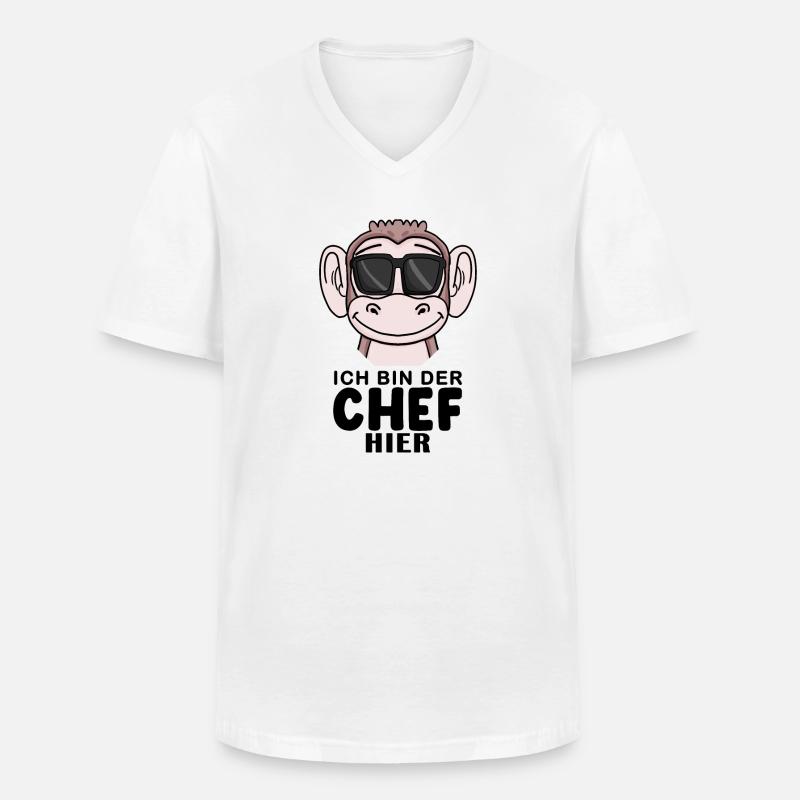 Cool Affe Chef - Männer-T-Shirt mit V-Ausschnitt - Weiß