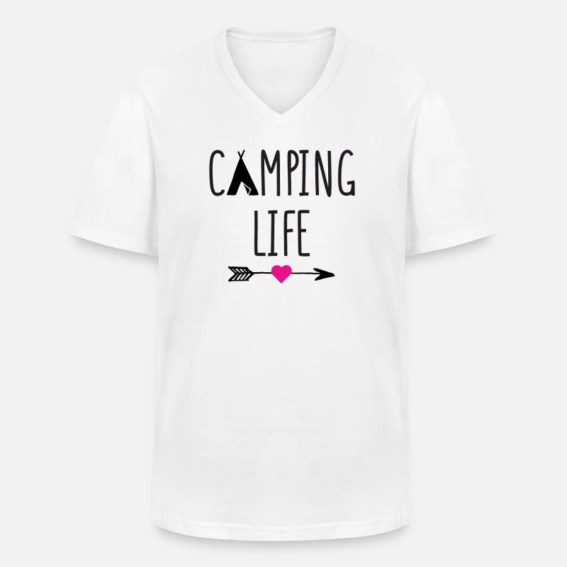 Leben auf dem Campingplatz - Männer-T-Shirt mit V-Ausschnitt - Weiß
