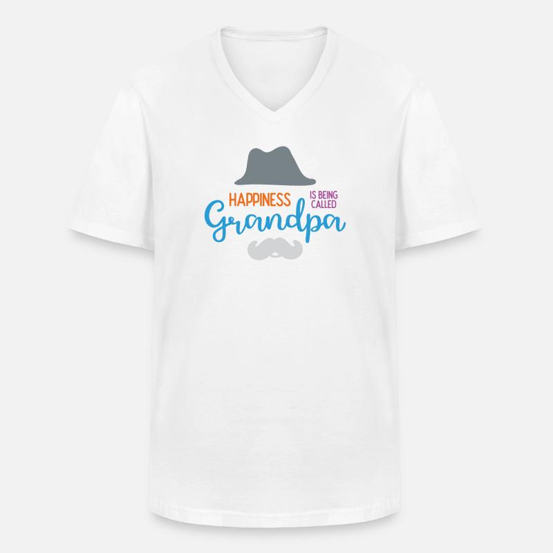 Happines wird Opa genannt - Männer-T-Shirt mit V-Ausschnitt - Weiß