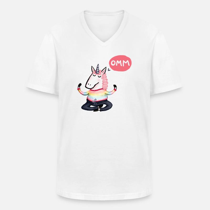Yoga Einhorn omm - Männer-T-Shirt mit V-Ausschnitt - Weiß