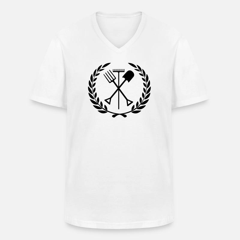 Gartengeräte Rechen, Schaufel, Mistgabel - Männer-T-Shirt mit V-Ausschnitt - Weiß