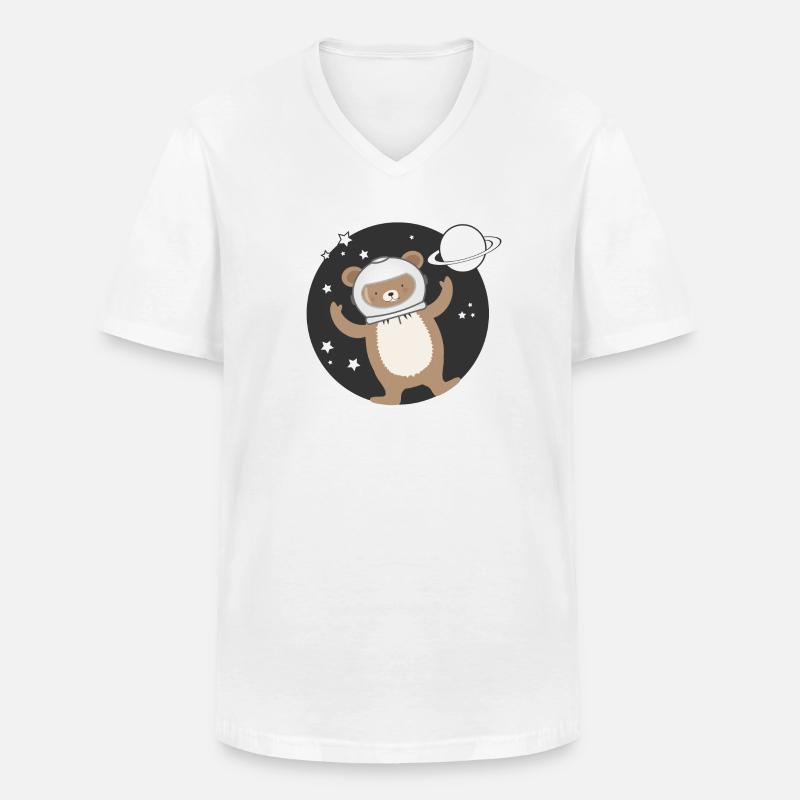 niedlicher Astronauten Bär im comic Stil - Männer-T-Shirt mit V-Ausschnitt - Weiß