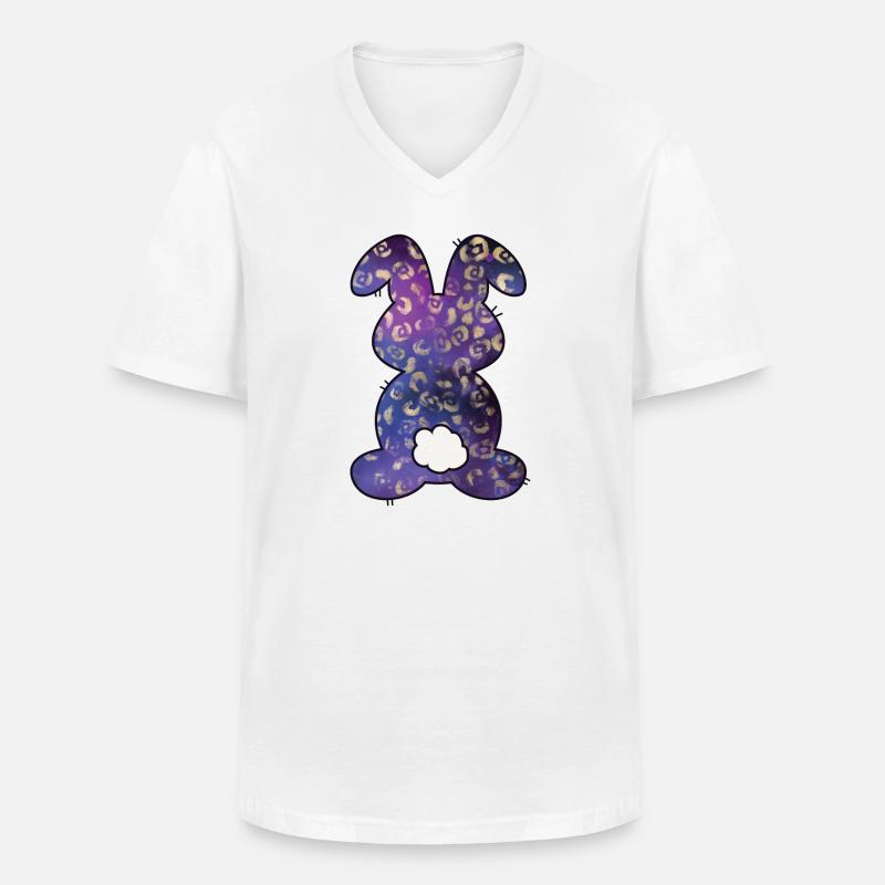 Leopard Pattern Rabbit Easter - Men's V-Neck T-Shirt - white