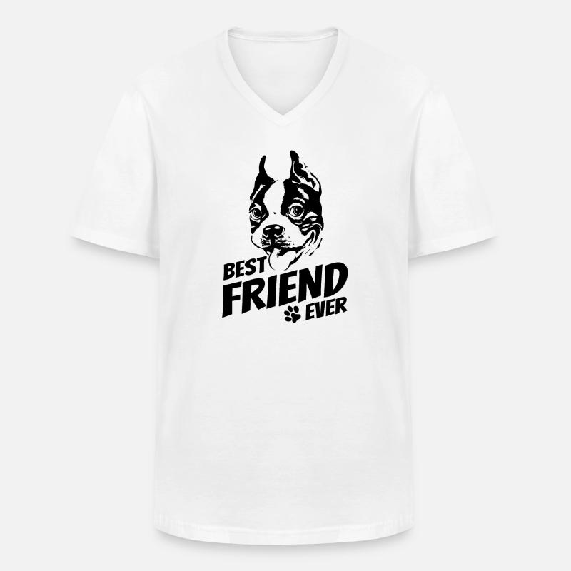 Boston Terrier - bester Freund - Hundebesitzer - Männer-T-Shirt mit V-Ausschnitt - Weiß