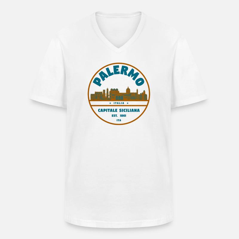 Palermo Capitale Siciliana Skyline - Männer-T-Shirt mit V-Ausschnitt - Weiß