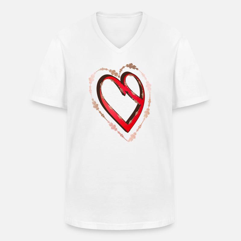 nostalgic red calligraphy heart - Men's V-Neck T-Shirt - white