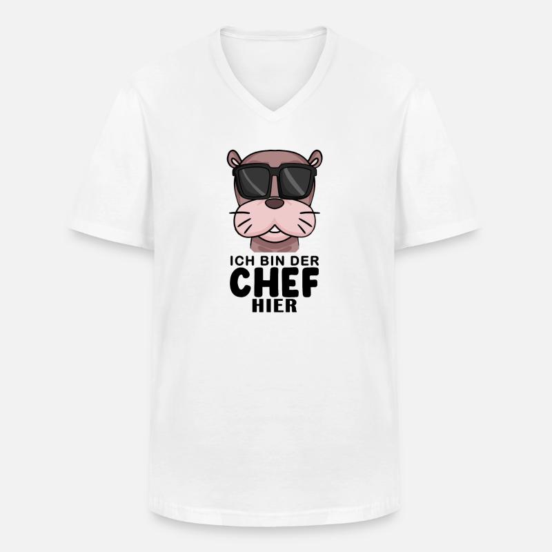Cool Robbe Chef Spruch - Männer-T-Shirt mit V-Ausschnitt - Weiß