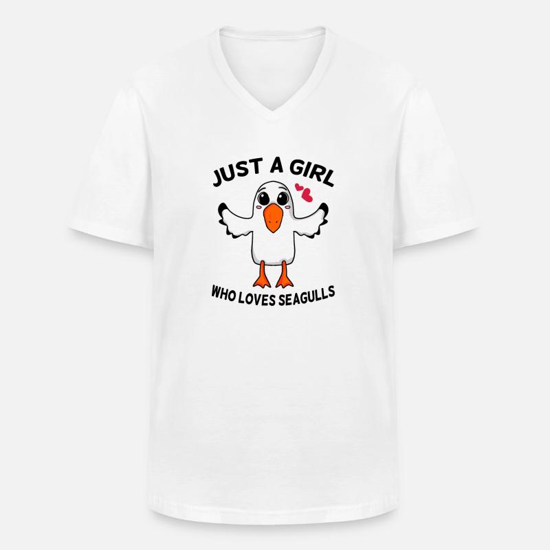 Möwe Spruch Mädchen Nordsee - Männer-T-Shirt mit V-Ausschnitt - Weiß
