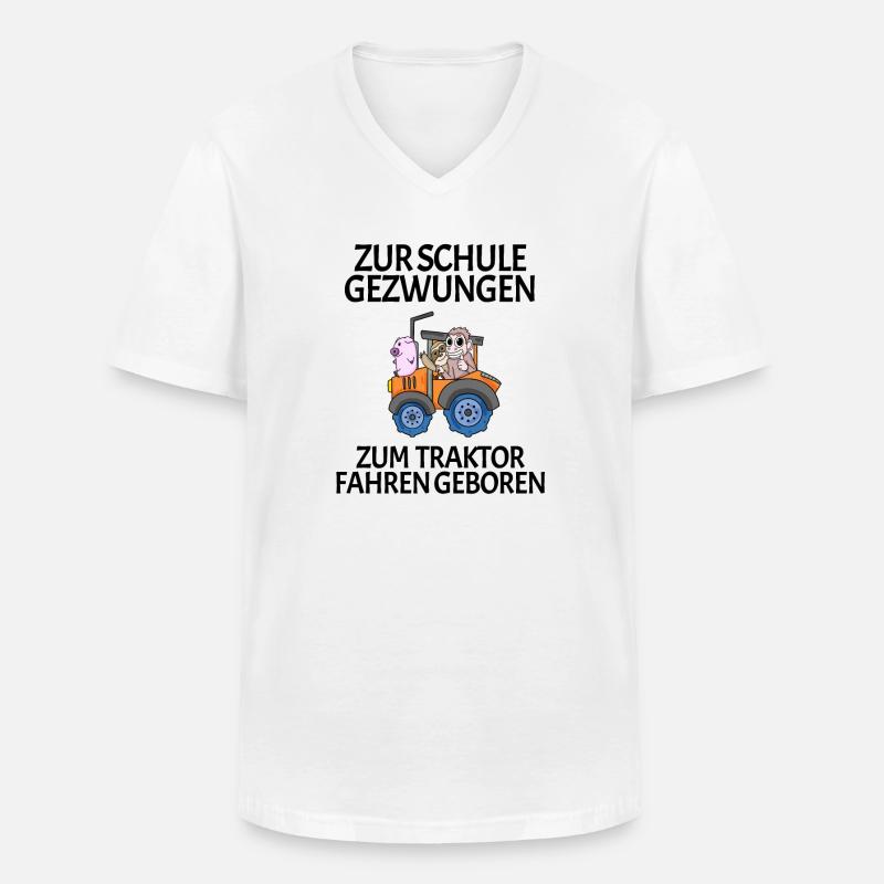 Schule Einschulung Traktor Geschenk Lustig - Männer-T-Shirt mit V-Ausschnitt - Weiß