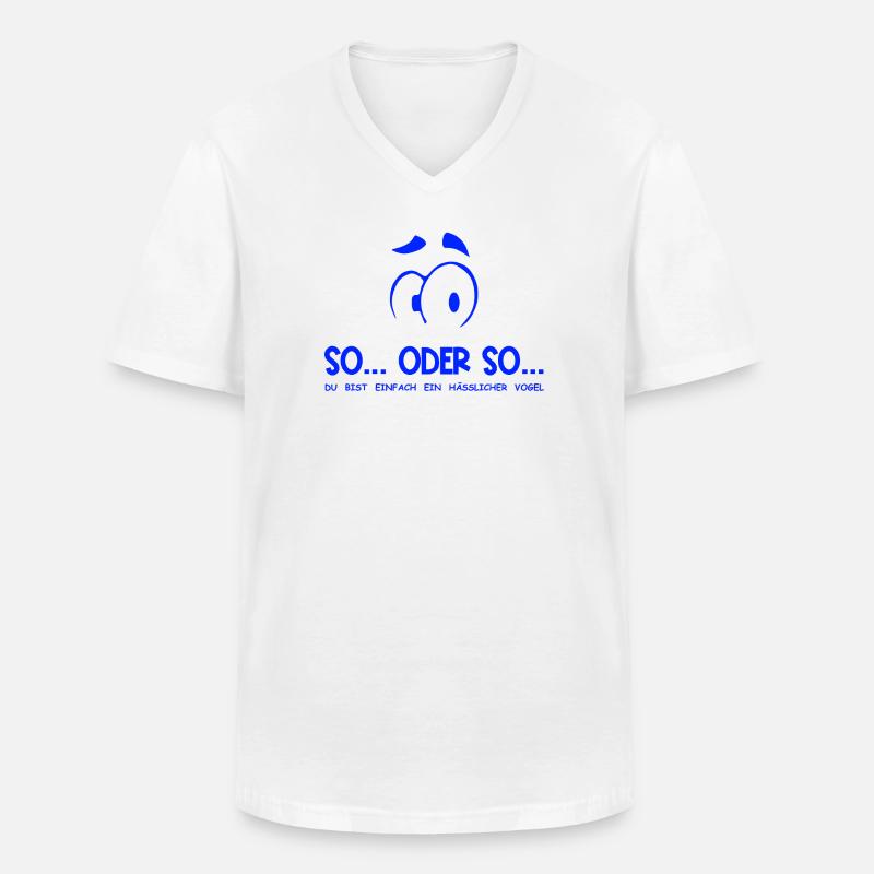 So...Oder So: Hässlicher Vogel - Blau - Männer-T-Shirt mit V-Ausschnitt - Weiß